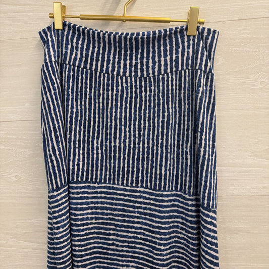 Clara Sun Woo Blue/ White Striped Midi Skirt Large