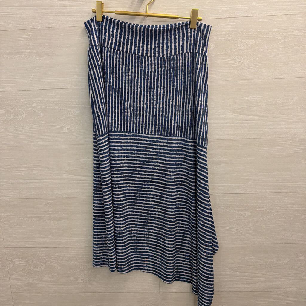 Clara Sun Woo Blue/ White Striped Midi Skirt Large