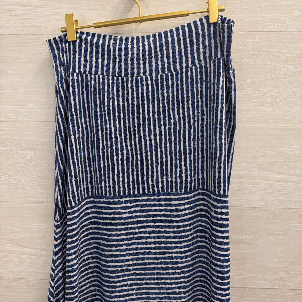 Clara Sun Woo Blue/ White Striped Midi Skirt Large