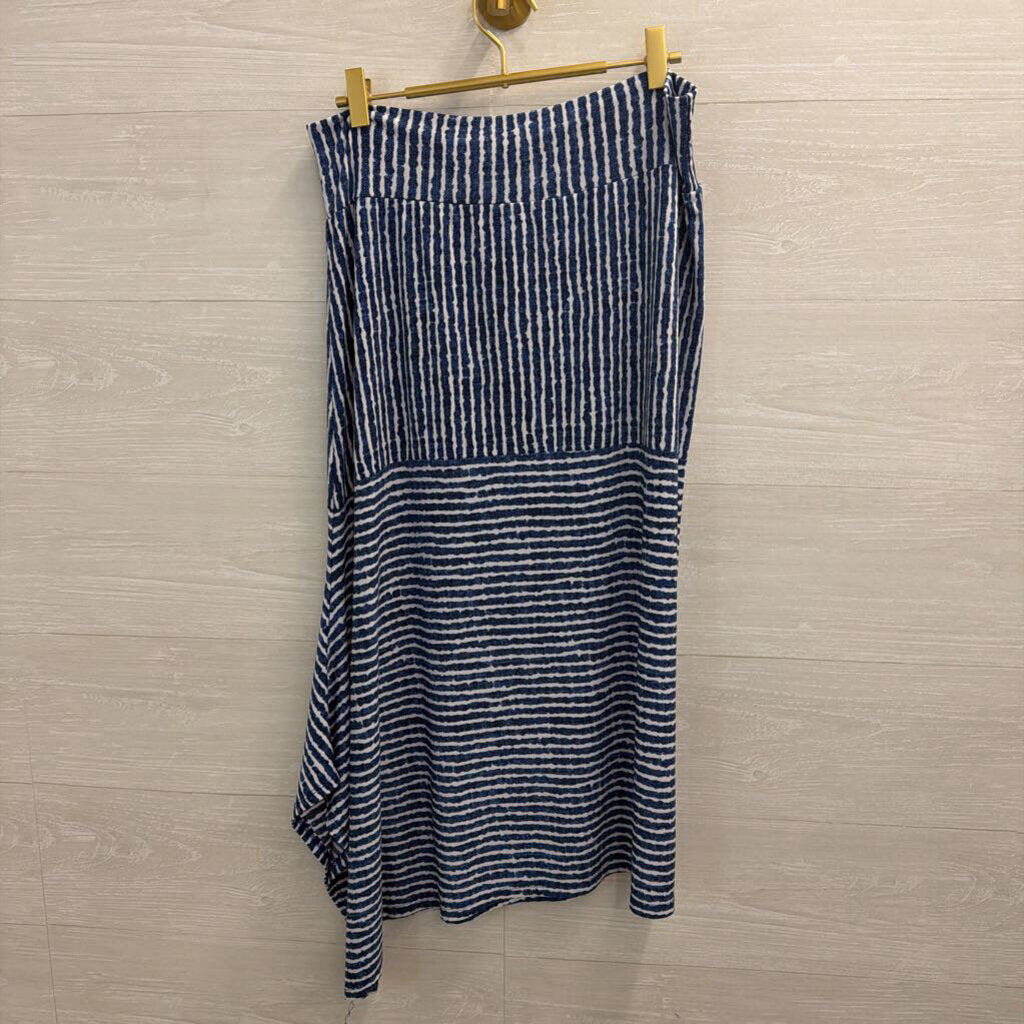 Clara Sun Woo Blue/ White Striped Midi Skirt Large