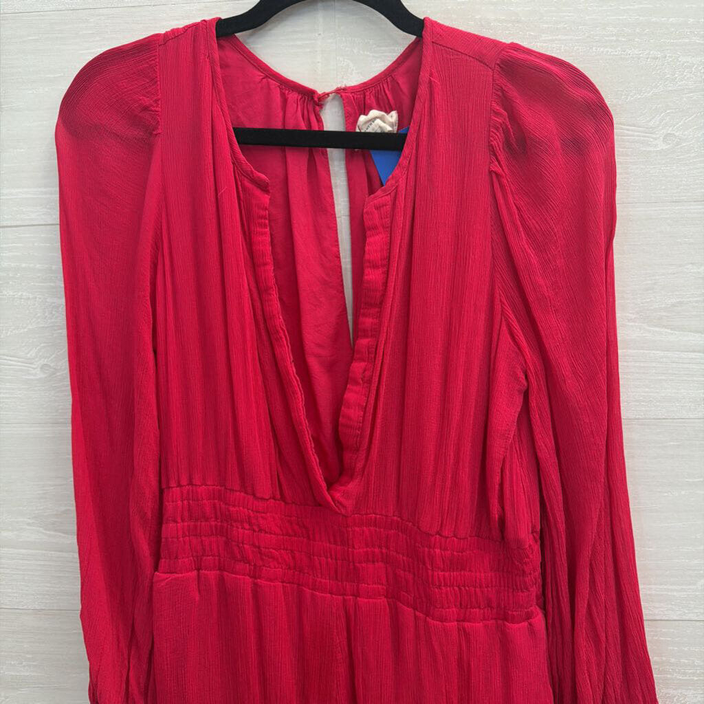 Anthropologie Pink Long Sleeve Romper Medium