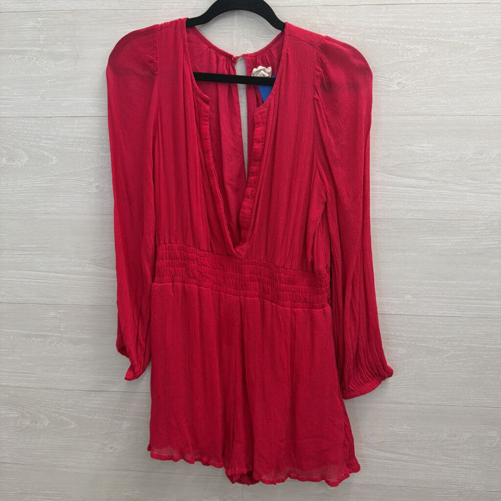 Anthropologie Pink Long Sleeve Romper Medium