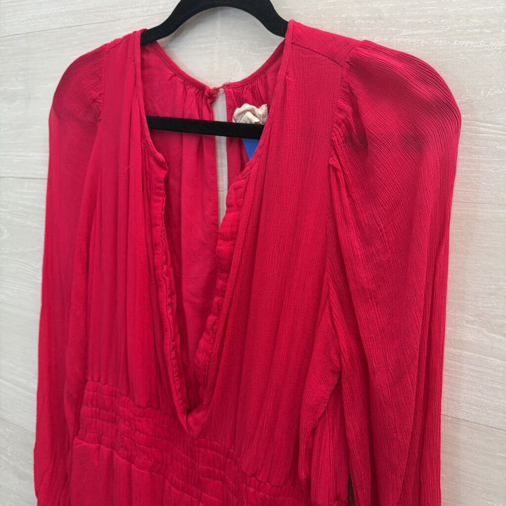 Anthropologie Pink Long Sleeve Romper Medium