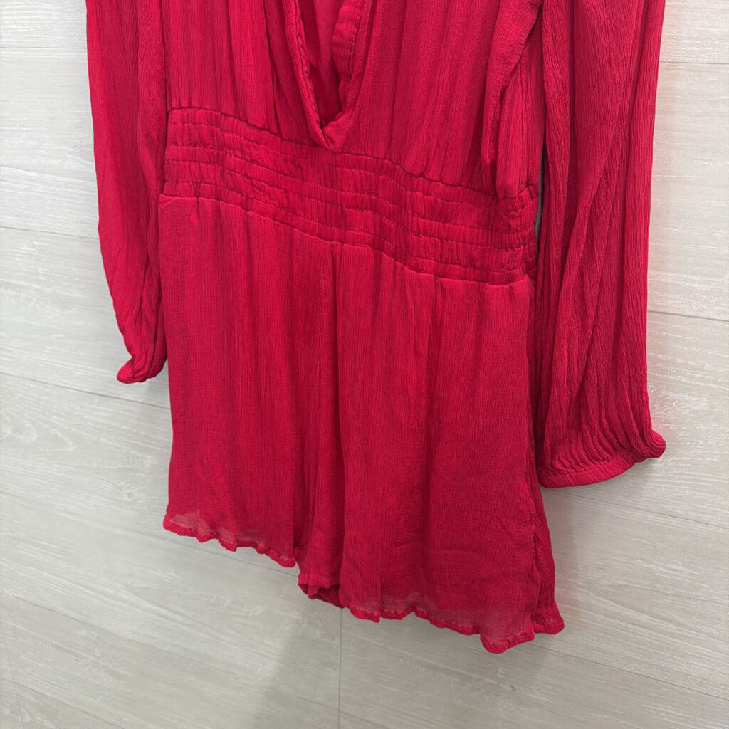 Anthropologie Pink Long Sleeve Romper Medium