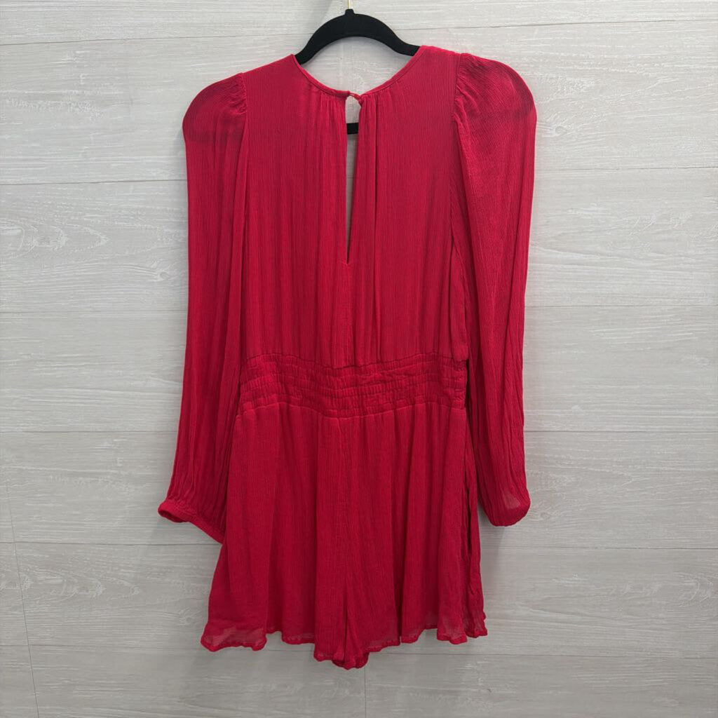 Anthropologie Pink Long Sleeve Romper Medium