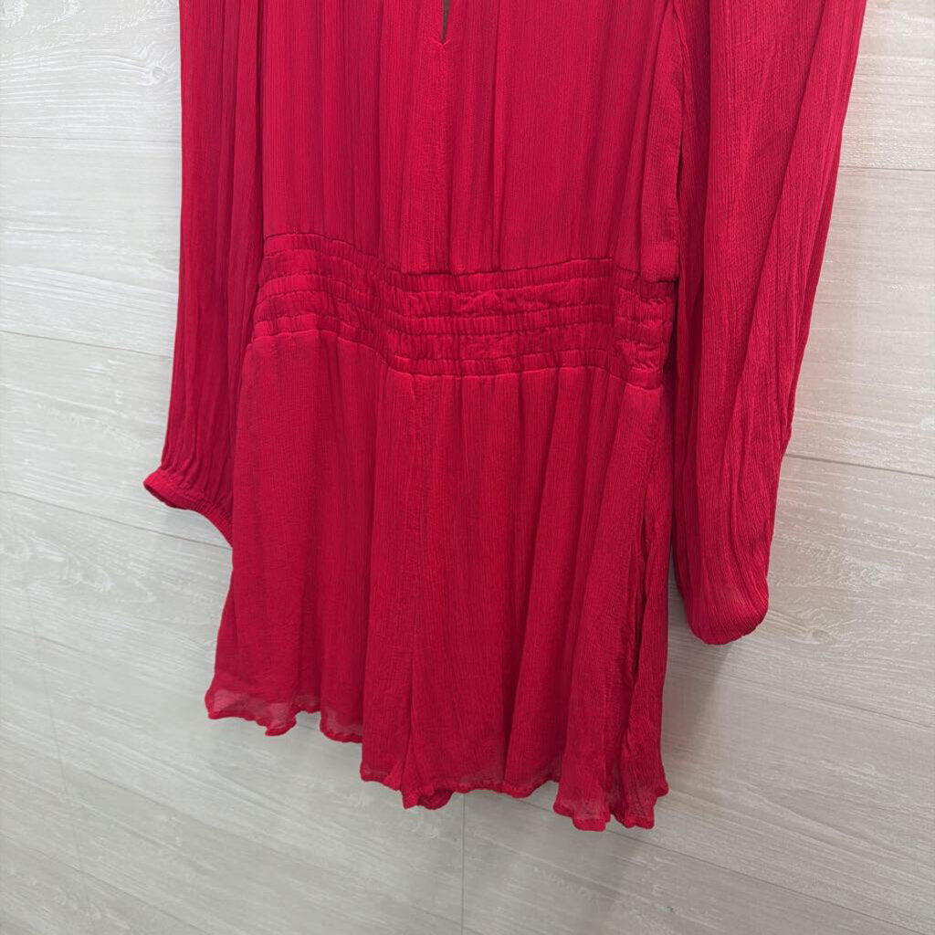 Anthropologie Pink Long Sleeve Romper Medium