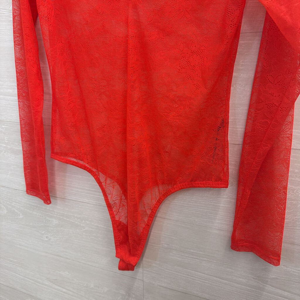 Anthropologie Long Sleeve Sheer Lace Bodysuit Medium