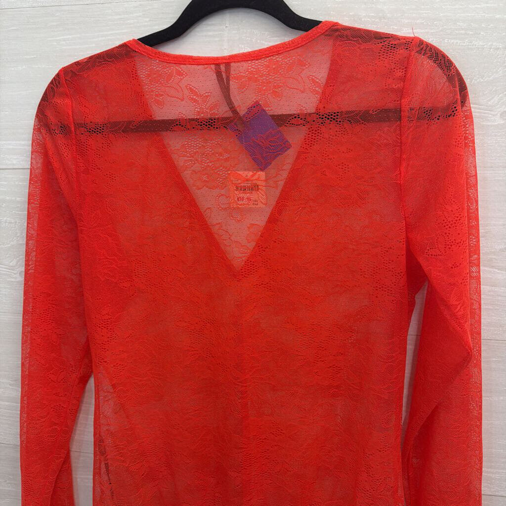 Anthropologie Long Sleeve Sheer Lace Bodysuit Medium