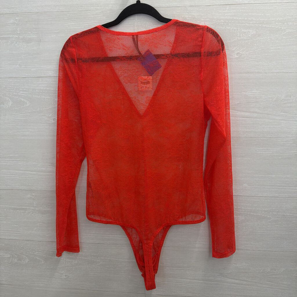 Anthropologie Long Sleeve Sheer Lace Bodysuit Medium