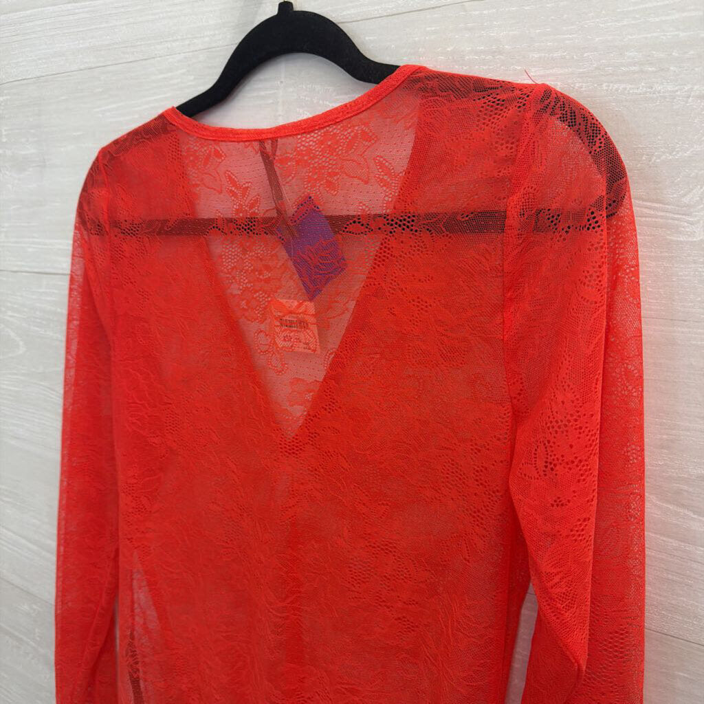 Anthropologie Long Sleeve Sheer Lace Bodysuit Medium
