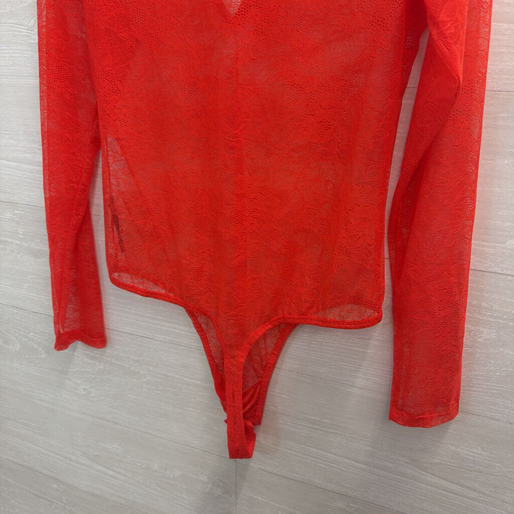 Anthropologie Long Sleeve Sheer Lace Bodysuit Medium