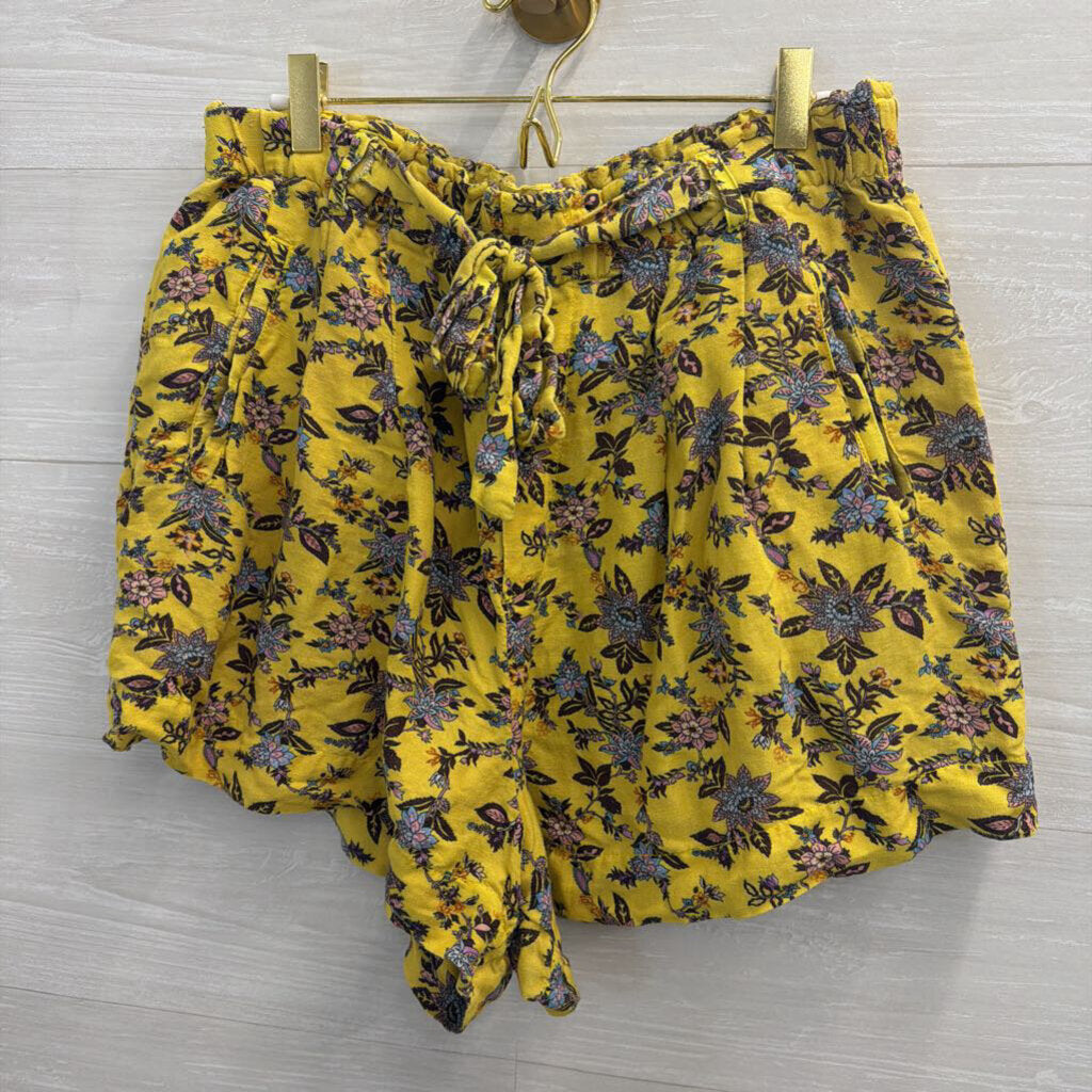 Anthropologie Yellow Print Pull On Shorts Large