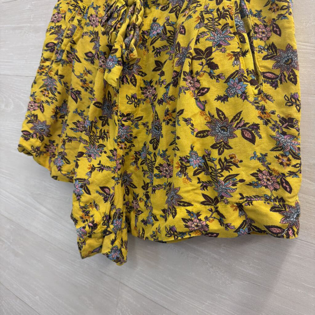 Anthropologie Yellow Print Pull On Shorts Large
