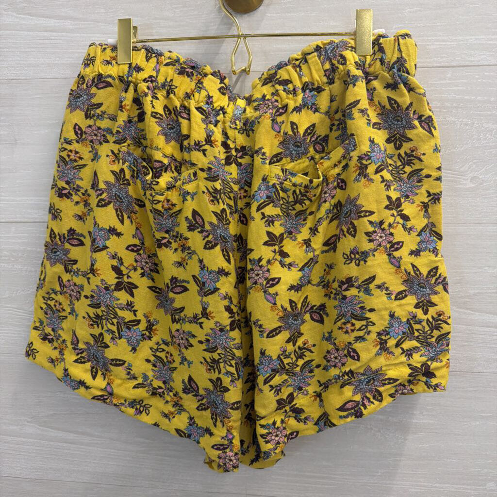 Anthropologie Yellow Print Pull On Shorts Large