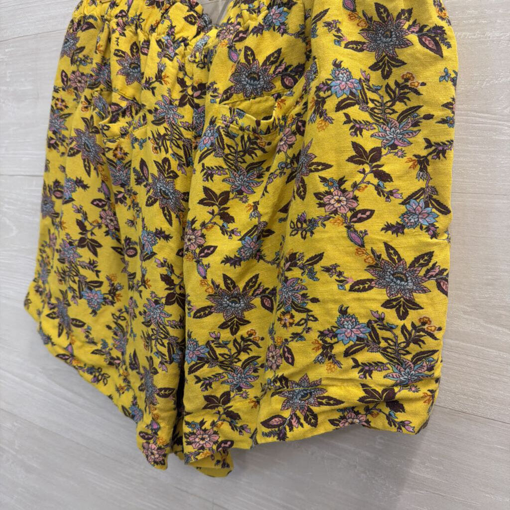 Anthropologie Yellow Print Pull On Shorts Large