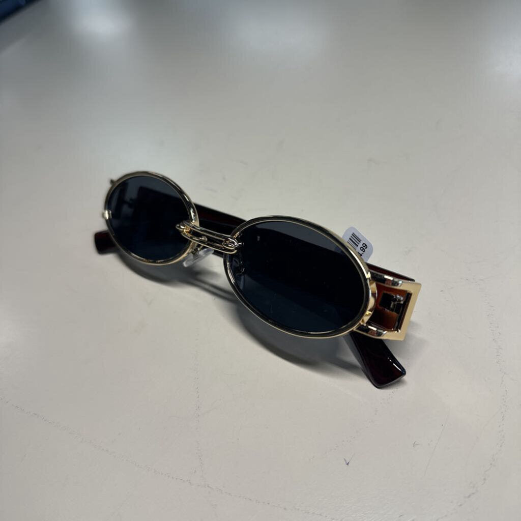 Gold/Black Oval Sunglasses