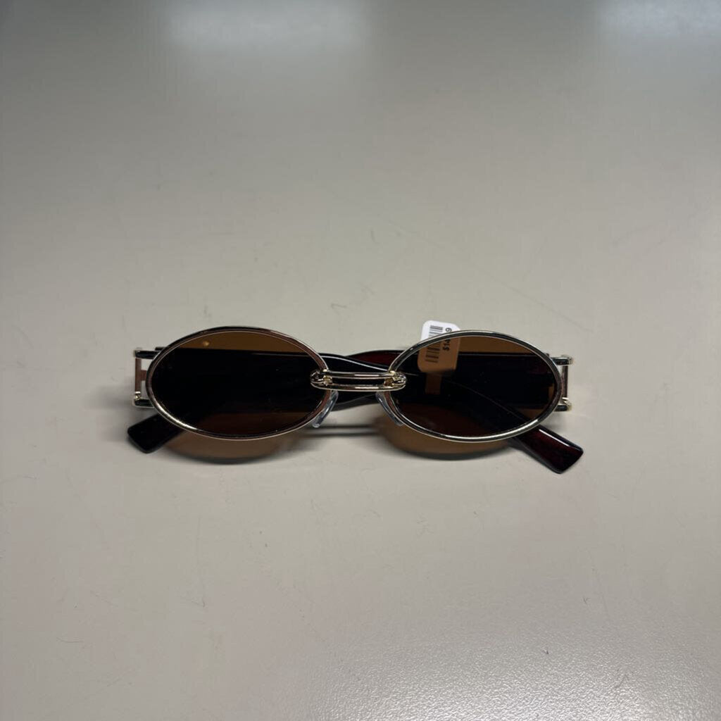 Gold/Brown Oval Sunglasses