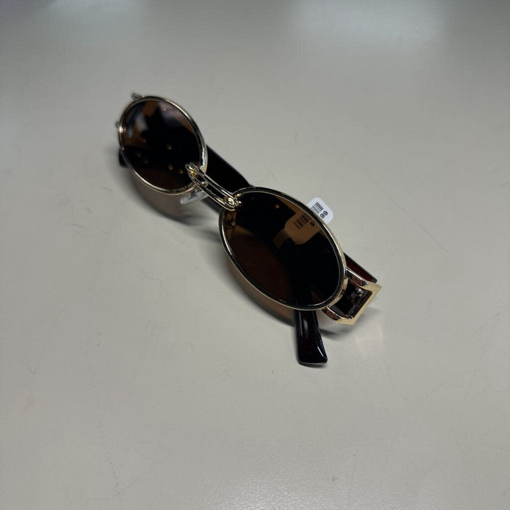 Gold/Brown Oval Sunglasses