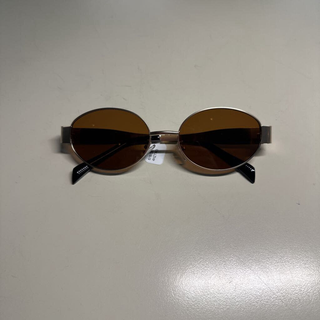 Gold Frame Sunglasses With Brown Lens