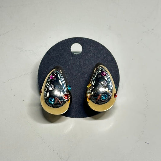 Colored Stone Gold Waterdrop Earrings