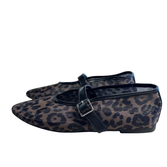 Leopard Print Mesh Mary Jane Flats 8.0