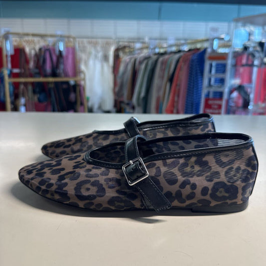 Leopard Print Mesh Mary Jane Flats 8.0