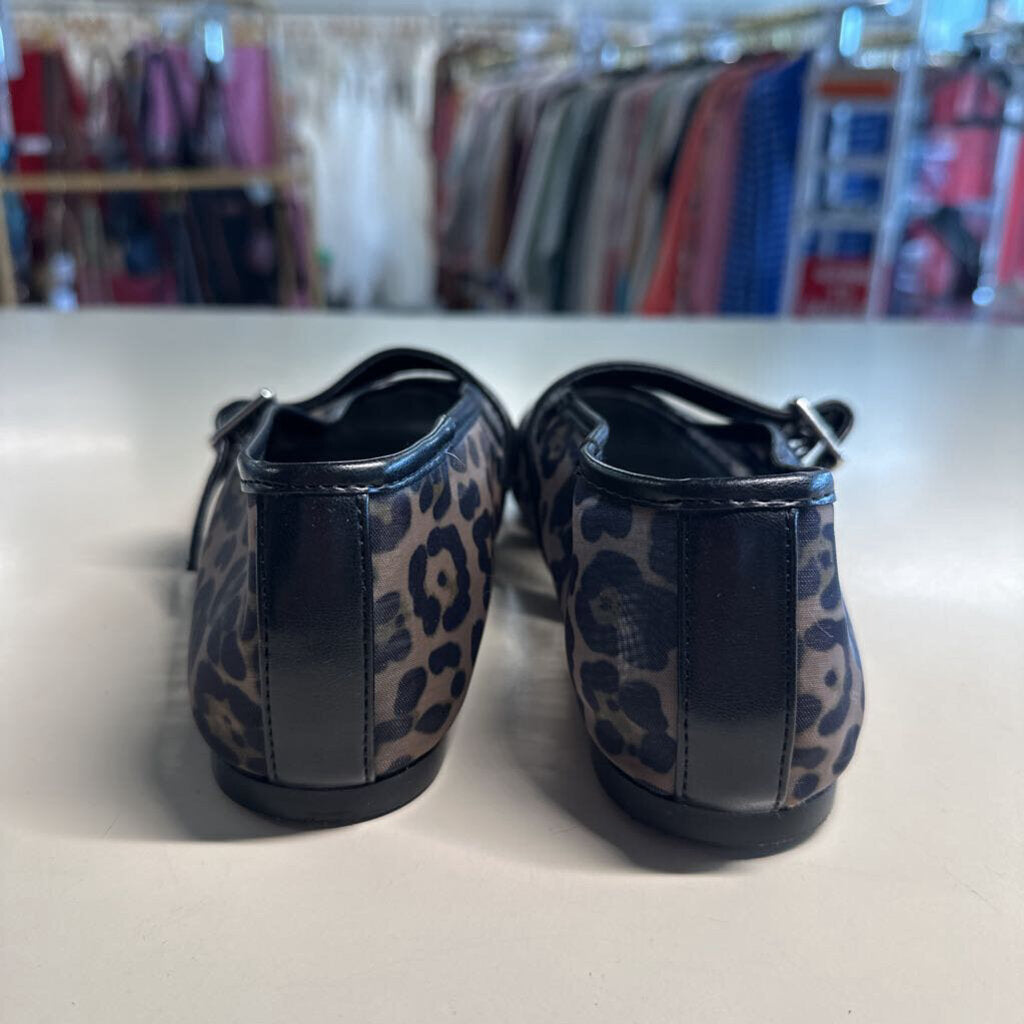 Leopard Print Mesh Mary Jane Flats 8.0