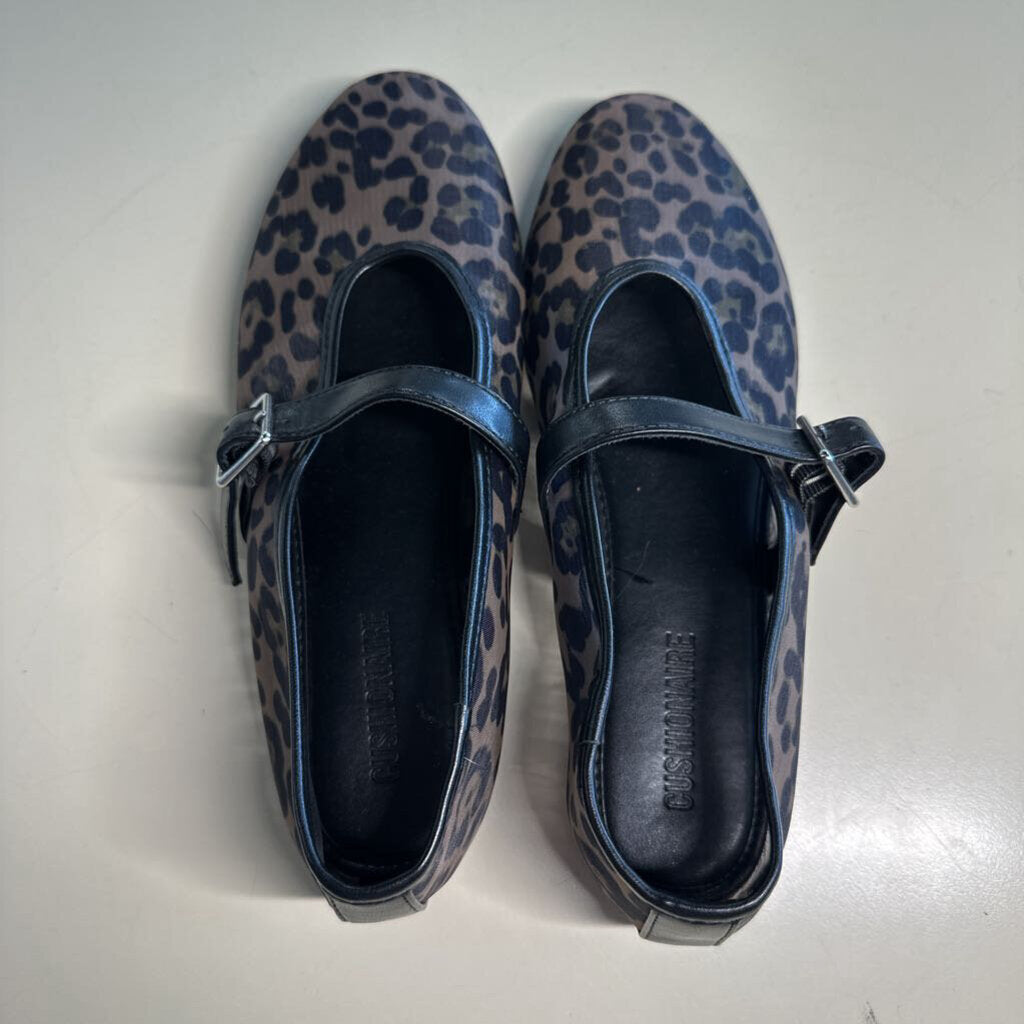Leopard Print Mesh Mary Jane Flats 8.0
