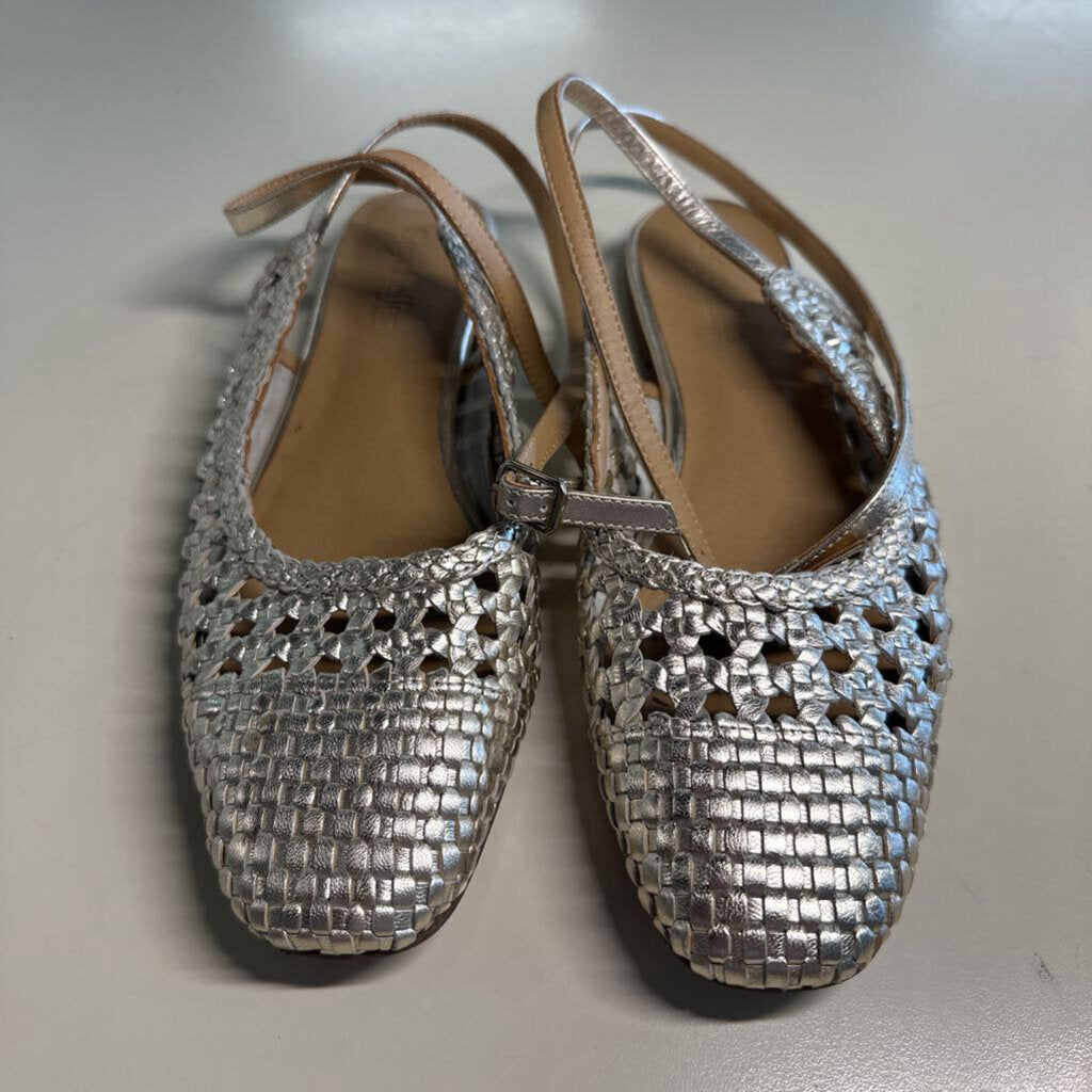 Seychelles Gold Metallic Woven Slingback Flats 8.0