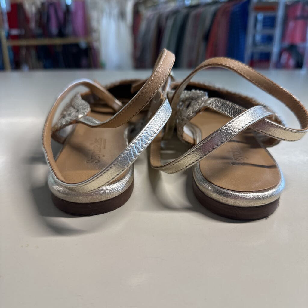 Seychelles Gold Metallic Woven Slingback Flats 8.0