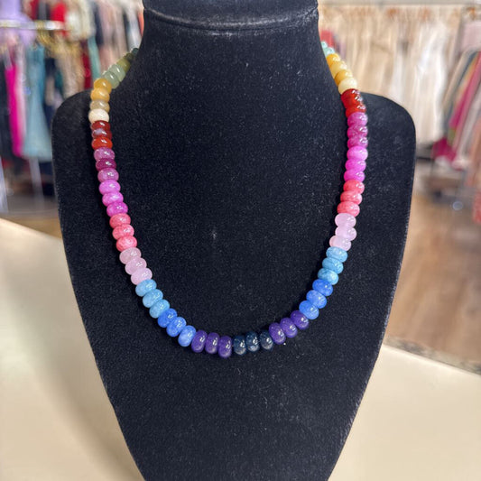Multicolored Glass Bead Toggle Necklace