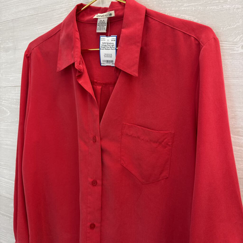 Vintage Red Light Weight Red Button Down Medium