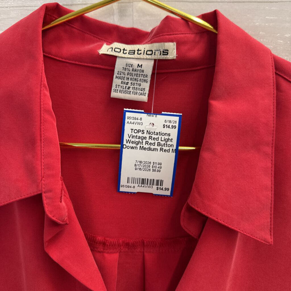 Vintage Red Light Weight Red Button Down Medium