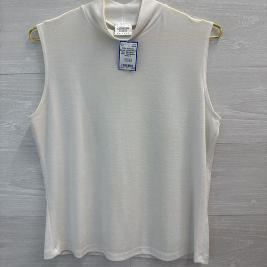 Vintage Mock Neck Sleeveless White Top Medium