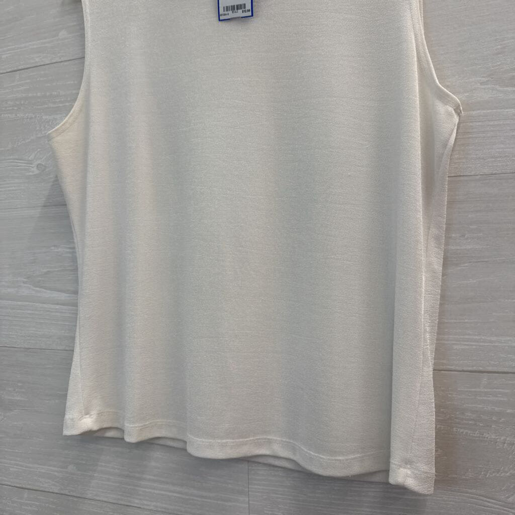 Vintage Mock Neck Sleeveless White Top Medium