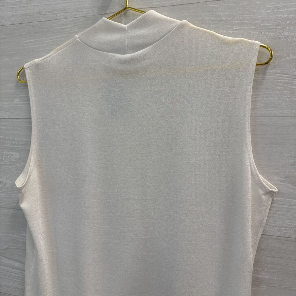 Vintage Mock Neck Sleeveless White Top Medium