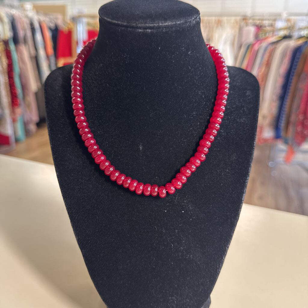Red Glass Bead Necklace
