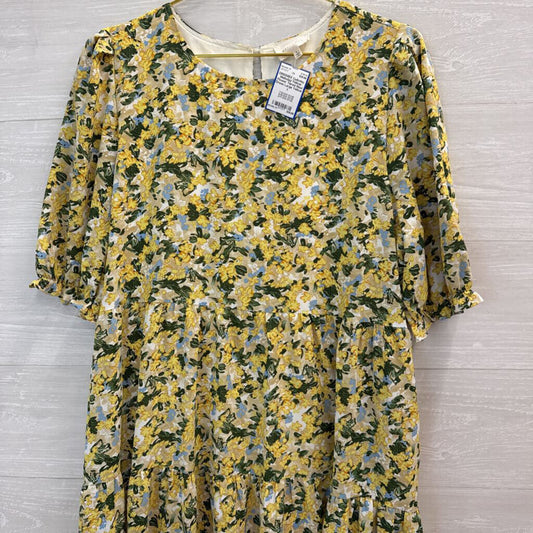 Melloday Yellow Flower Tiered Maxi Dress Large