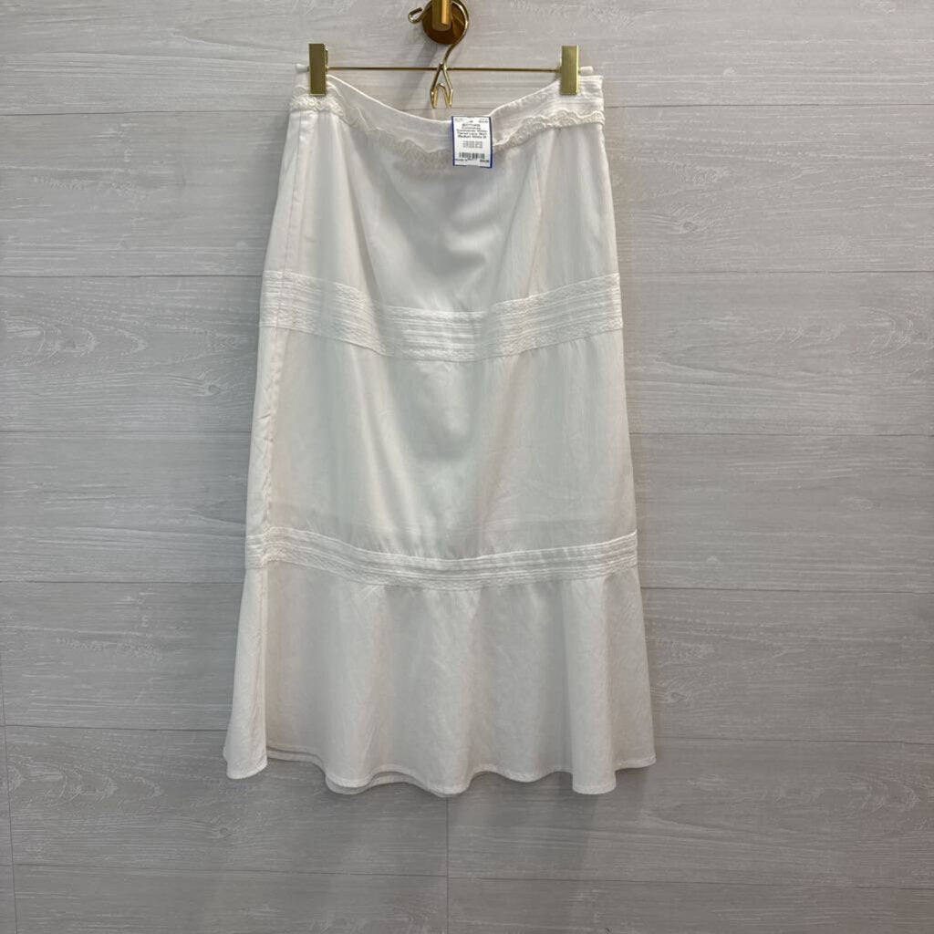 Commense White Tiered Lace Skirt Medium