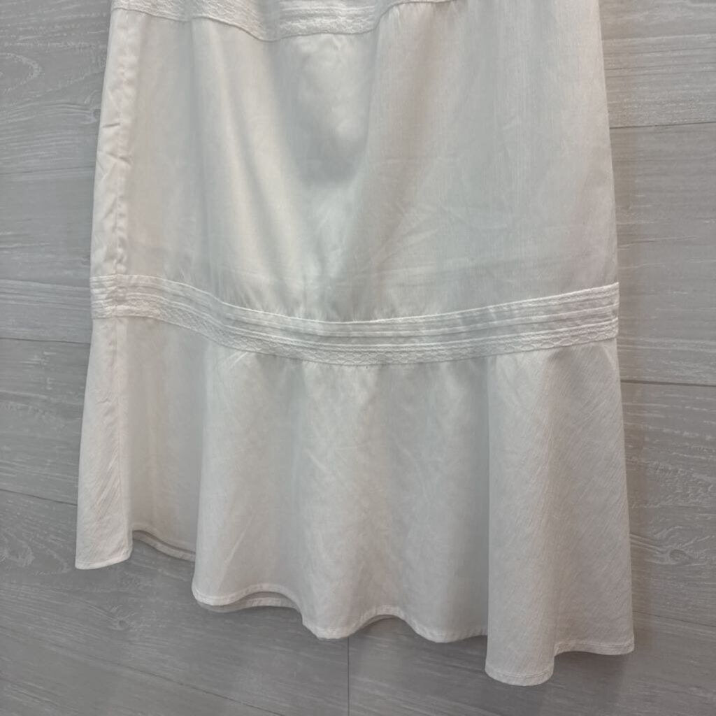Commense White Tiered Lace Skirt Medium
