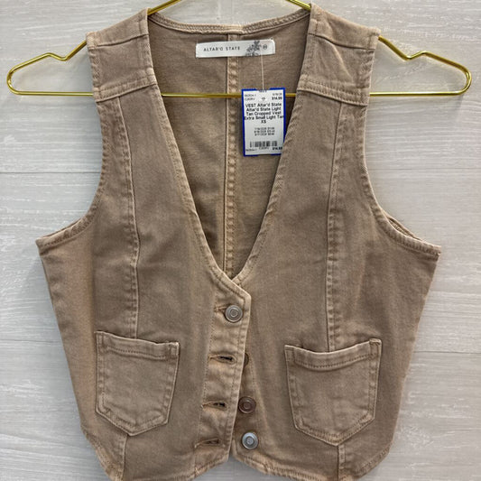 Altar'd State Light Tan Cropped Vest Extra Small