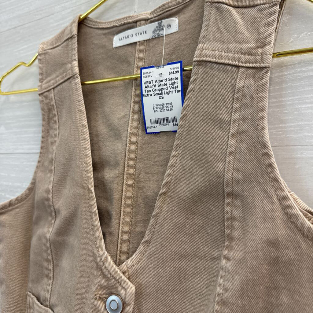 Altar'd State Light Tan Cropped Vest Extra Small