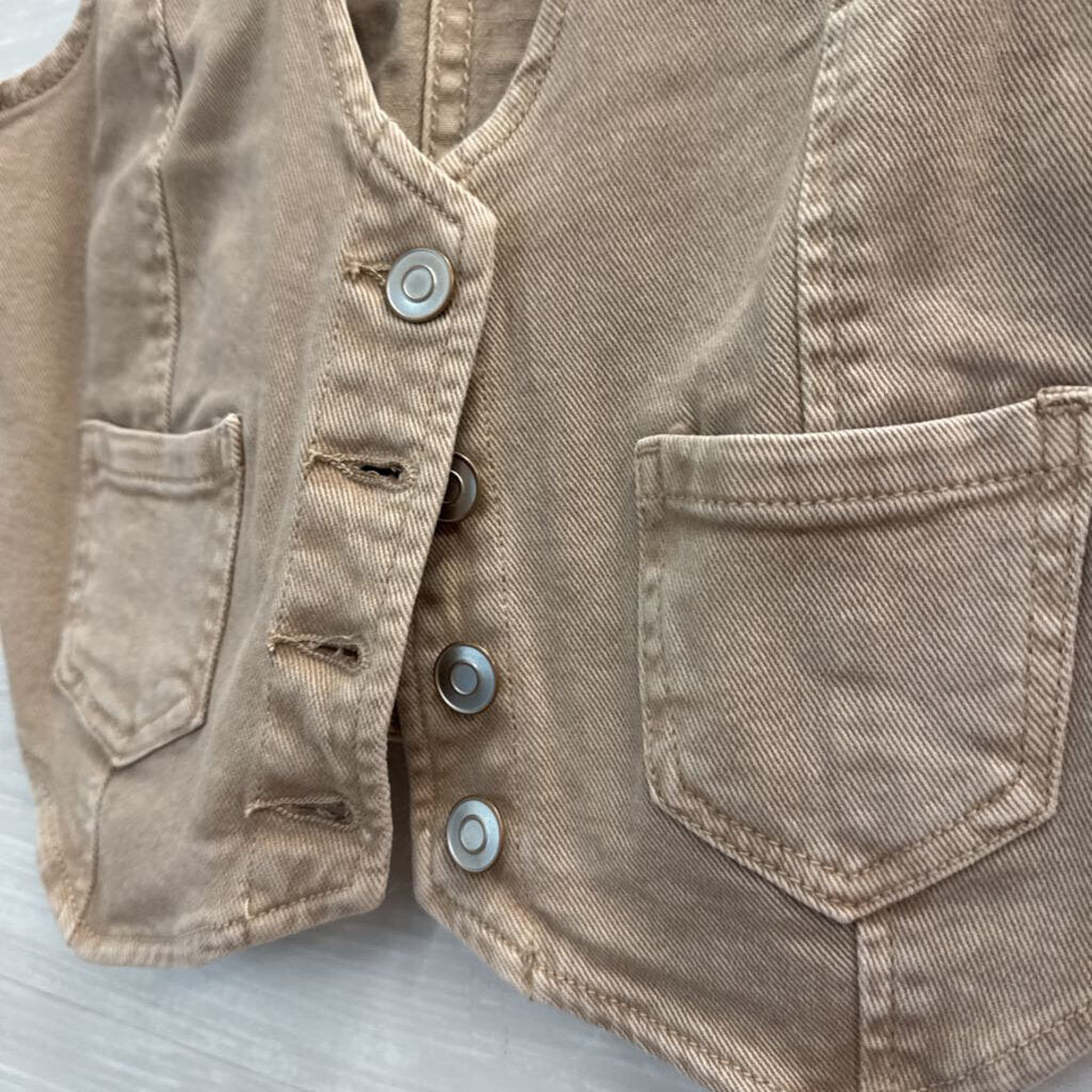 Altar'd State Light Tan Cropped Vest Extra Small