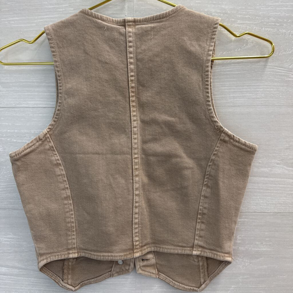 Altar'd State Light Tan Cropped Vest Extra Small