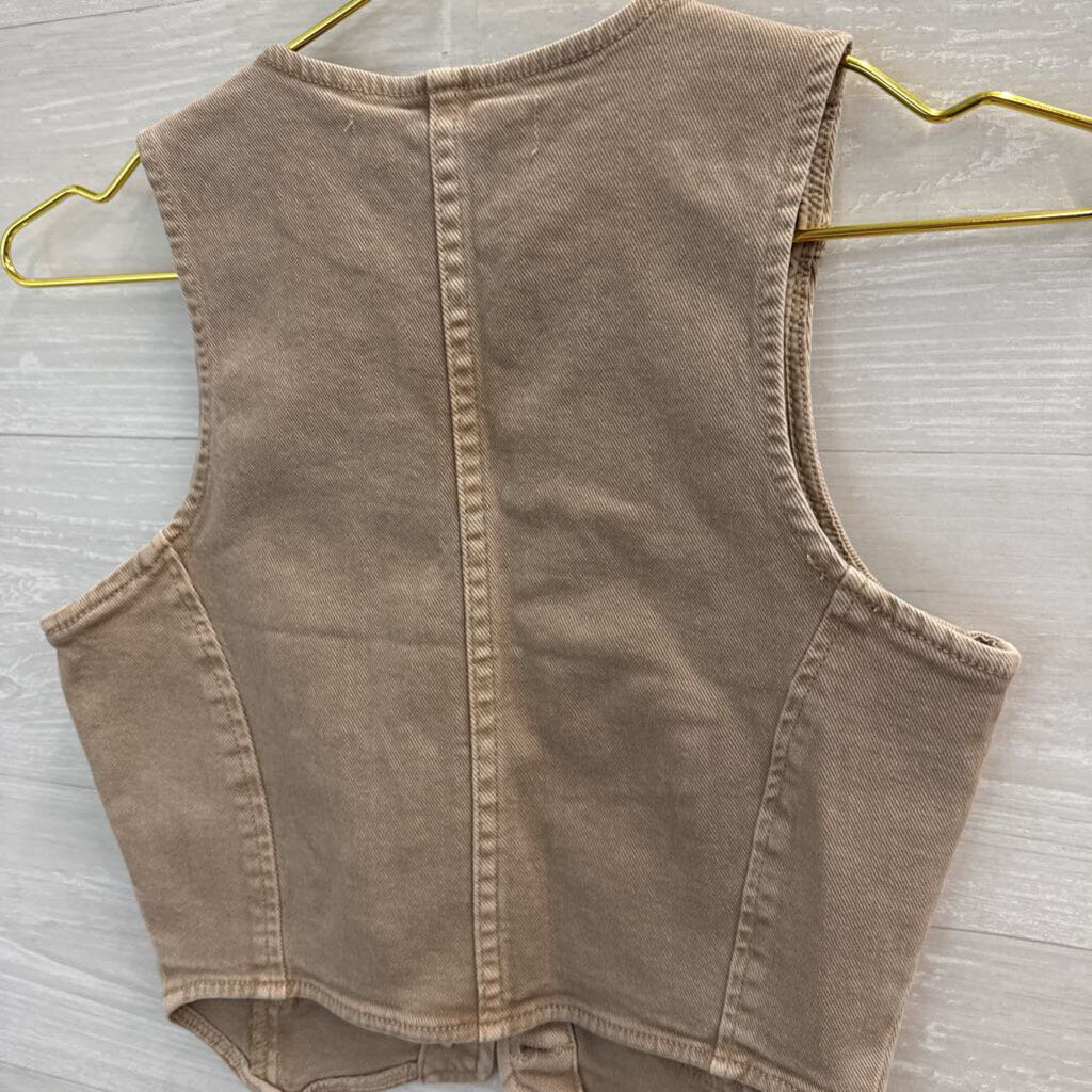 Altar'd State Light Tan Cropped Vest Extra Small