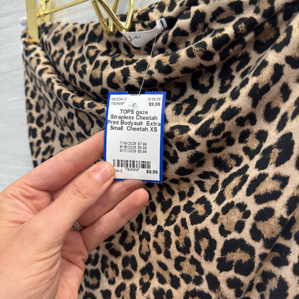 Strapless Cheetah Print Bodysuit Extra Small