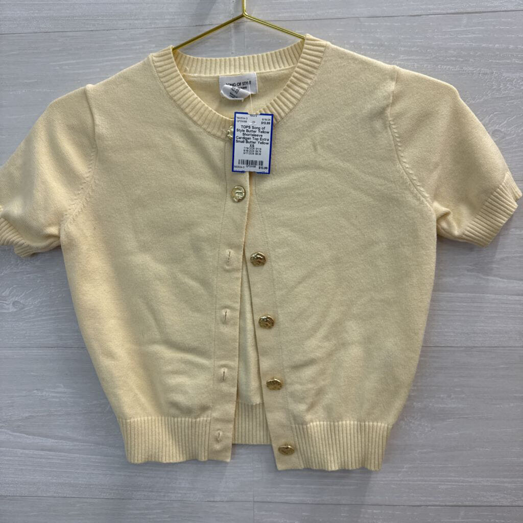 Butter Yellow Shortsleeve Cardigan Top Extra Small