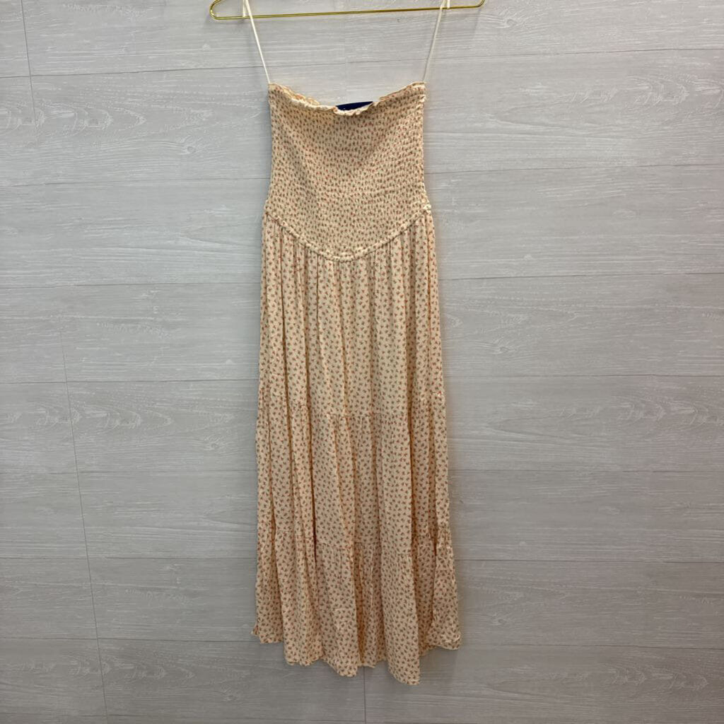 Strapless Floral Stretchy Midi Dress Extra Small