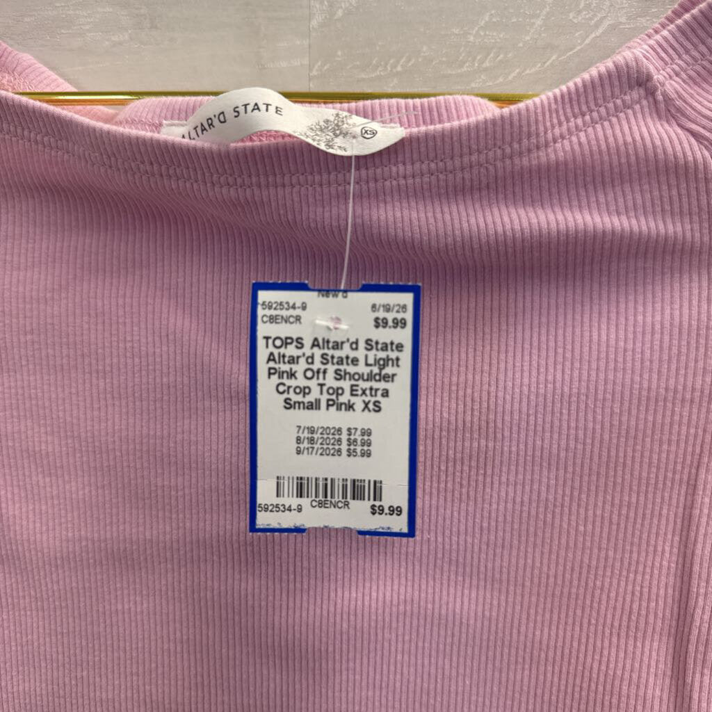 Altar'd State Light Pink Off Shoulder Crop Top Extra Small