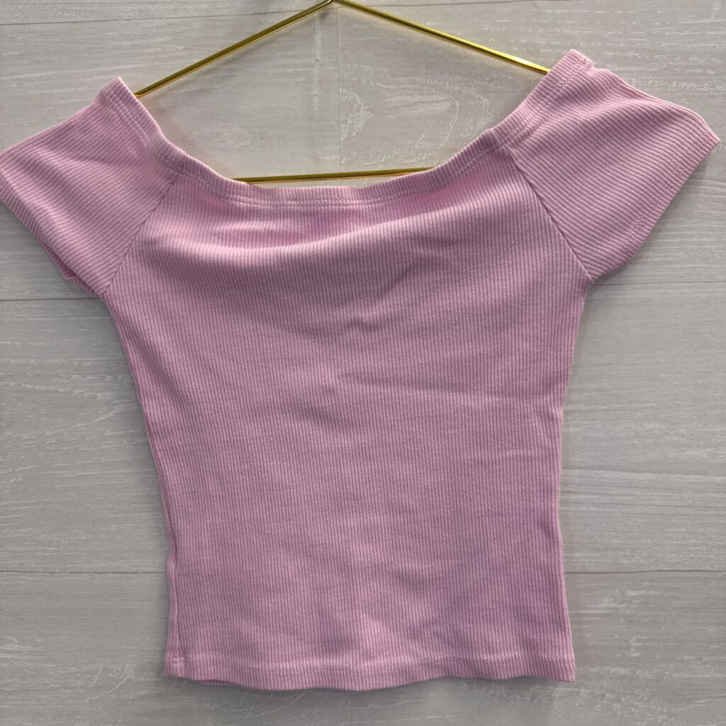 Altar'd State Light Pink Off Shoulder Crop Top Extra Small